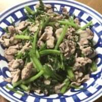 空心菜と豚肉の炒め物